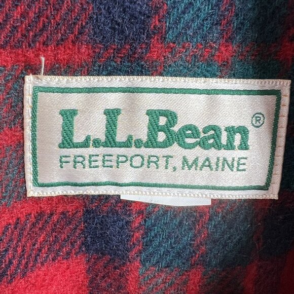 L.L. Bean Red Heavy Wool Mens M Womens L Bomber Jacket Plaid Lining USA Made - Picture 9 of 13